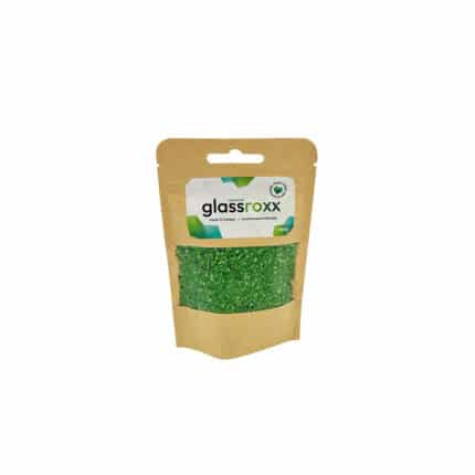 GlassRoxx – krāsainais stikla granulāts no pārstrādāta stikla, neona zaļa, 150 g