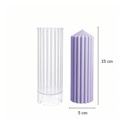 Plastmasas forma rievotai cilindriskai svecei 17 × 6 cm